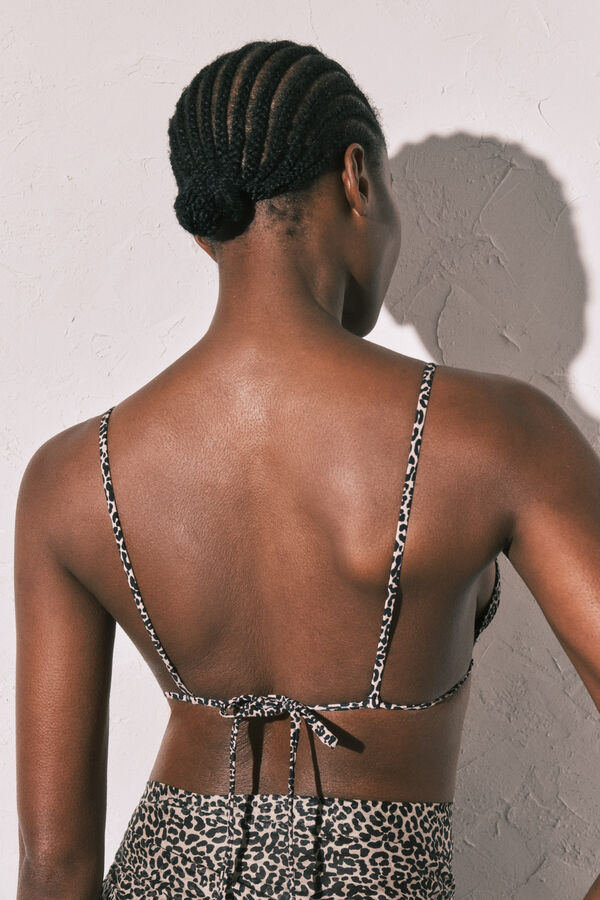 Women'secret Top bikini triangular animal print blanco