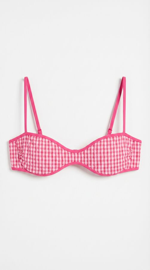 Women'secret Top bikini horizontal cuadro vichy rosa lurex rosa