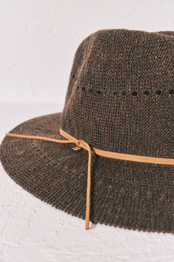 Women'secret Sombrero efecto raffia marr&oacute;n caf&eacute;