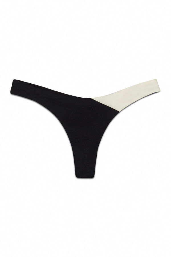 Women'secret Panty bikini tanga color block B&W negro