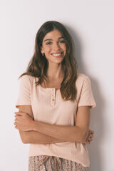 Women'secret Pijama Capri estampada de algod&oacute;n rosa y amarillo naranja