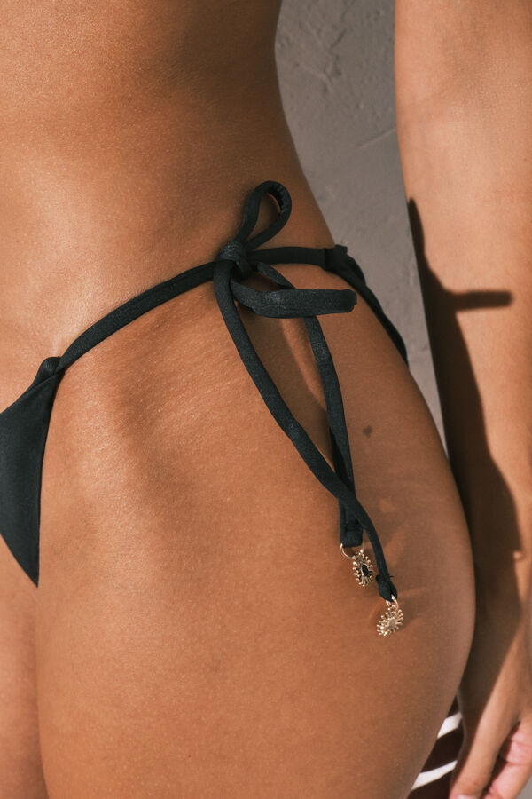 Women'secret Panty de bikini cl&aacute;sica con tiras negra negro