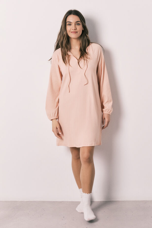 Women'secret Camis&oacute;n midi acanalado de algod&oacute;n rosa naranja