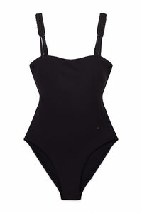 Women'secret Traje de ba&ntilde;o moldeador de escote recto negro