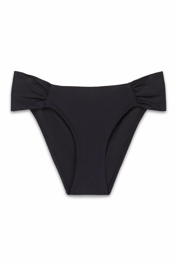Women'secret Panty bikini cl&aacute;sica fruncida negra negro