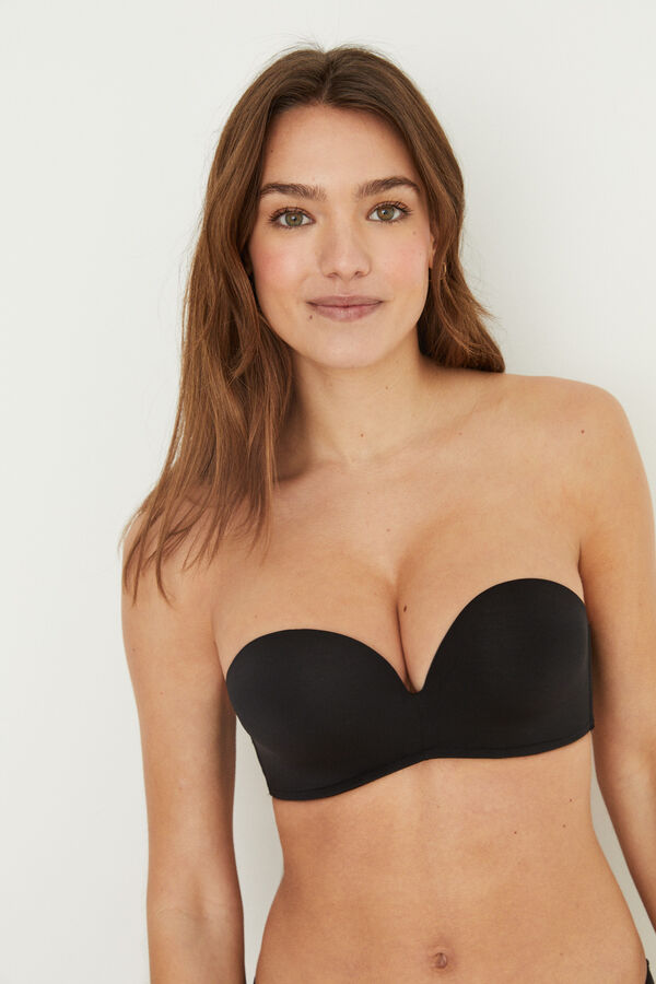Women'secret SUPERB Brasier sin tirantes s&uacute;per push-up microfibra negro