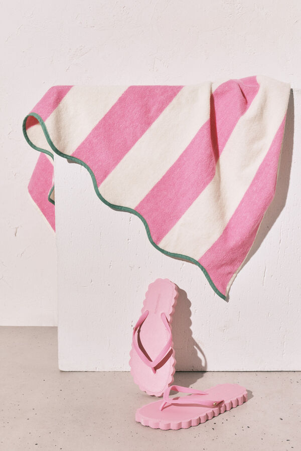 Women'secret Toalla estampado de rayas de 100% algod&oacute;n rosa