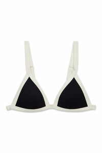 Women'secret Top de bikini triangular push up blanco y negro