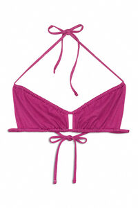 Women'secret Top bikini fruncido rosa brillante