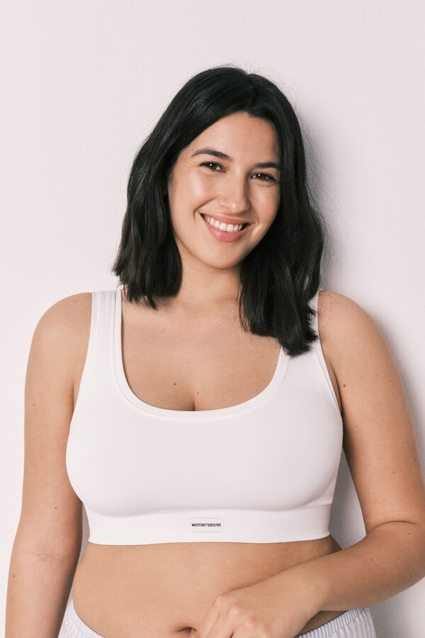 Women'secret COZY Top sin costuras blanco  blanco