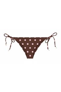 Women'secret Panty de bikini de tiras medias con estampado de puntos marr&oacute;n