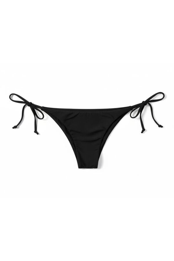 Women'secret Tanga de bikini con tiras negra negro