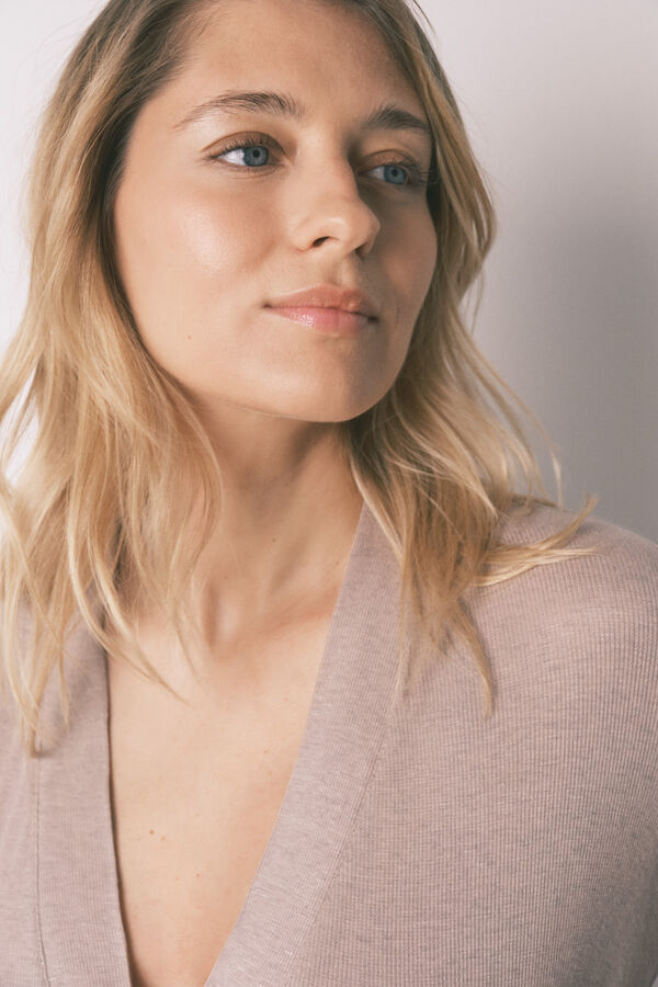 Women'secret Bata "maternity" con cintur&oacute;n gris caf&eacute;