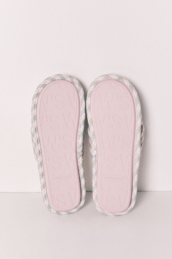 Women'secret Zapatillas de casa con nudo a cuadros estampado