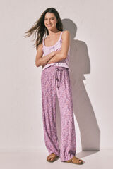 Women'secret Pantal&oacute;n largo estampado de flores rosa rosa
