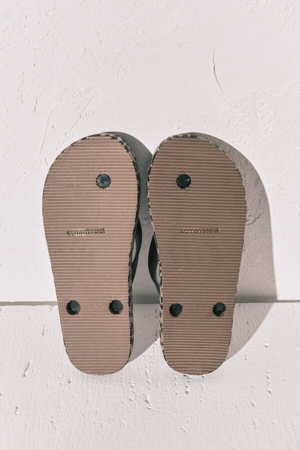 Women'secret Chanclas anchas animal print blanco