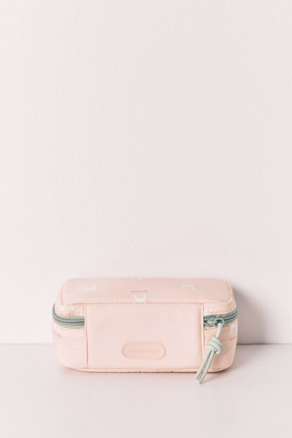 Women'secret Neceser peque&ntilde;o estampado de perritos rosa naranja