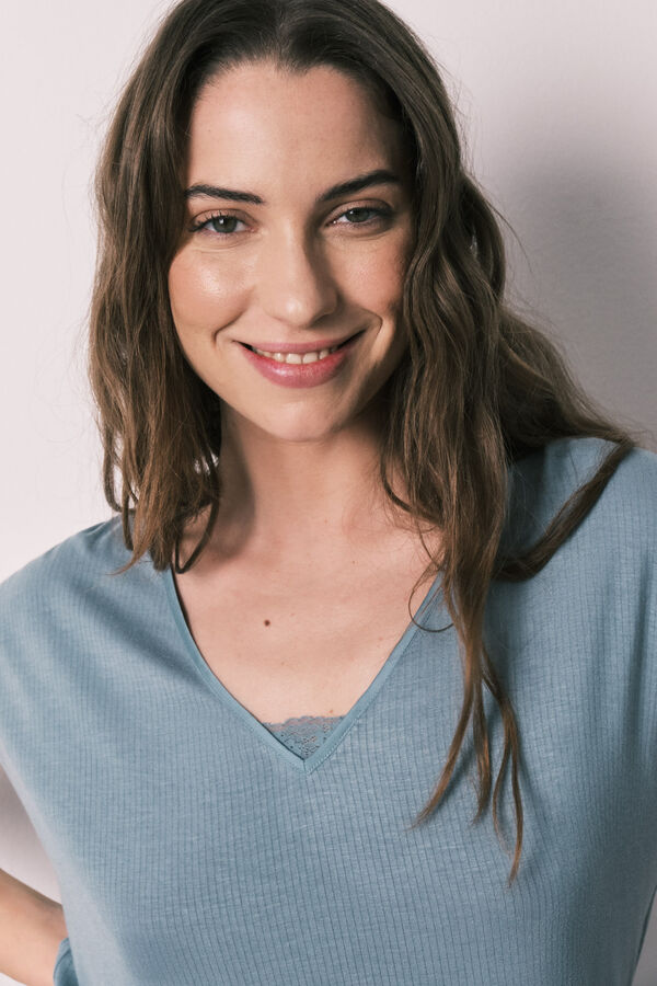 Women'secret Pijama Capri tacto suave de viscosa azul azul