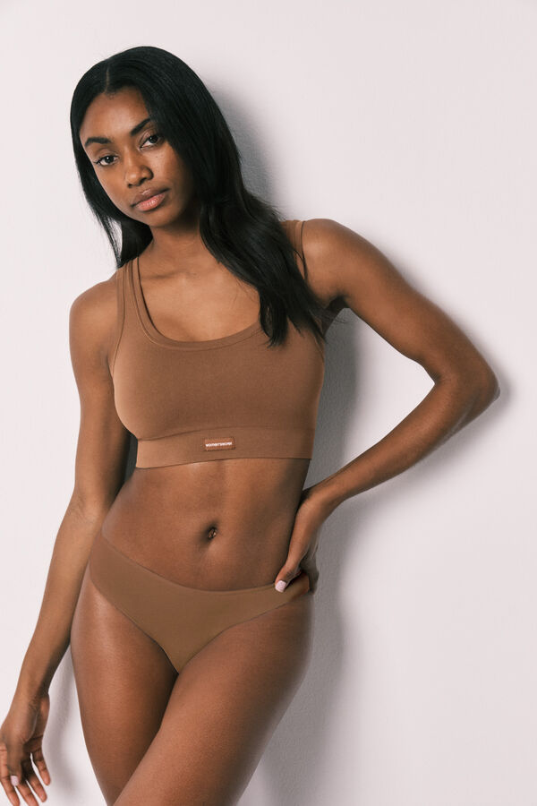 Women'secret COZY Top sin costuras marr&oacute;n chocolate  caf&eacute;