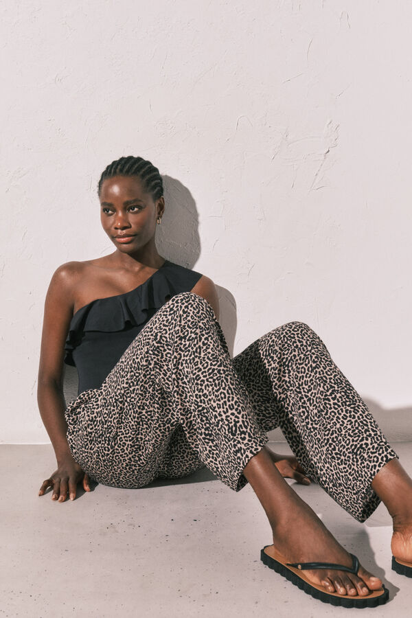 Women'secret Pantal&oacute;n fluido animal print blanco