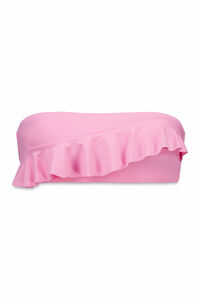 Women'secret Top bikini bandeau con relleno y volantes rosa