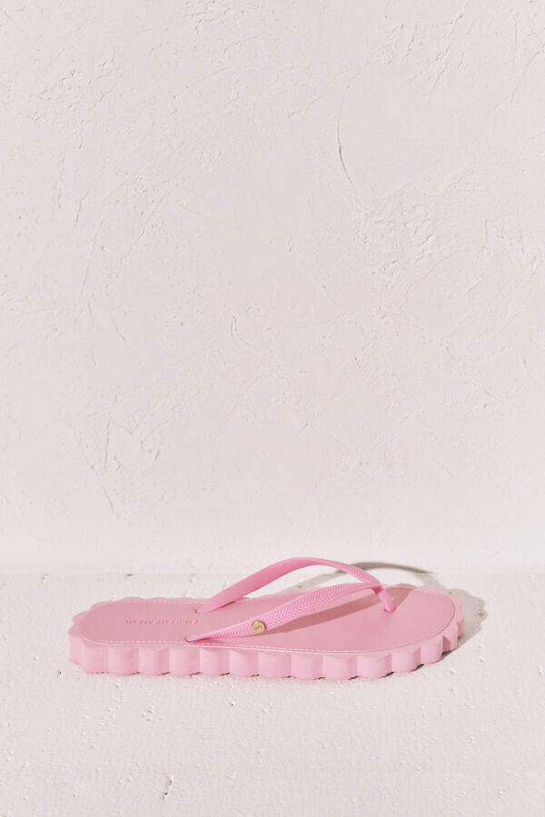 Women'secret Chanclas de dedo efecto ondas rosa rosa
