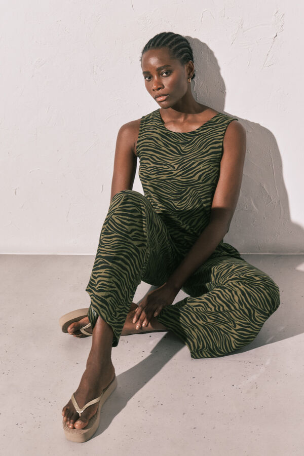 Women'secret Jumpsuit largo animal print negro