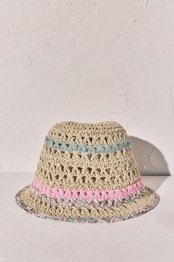 Women'secret Sombrero bucket de crochet beige caf&eacute;