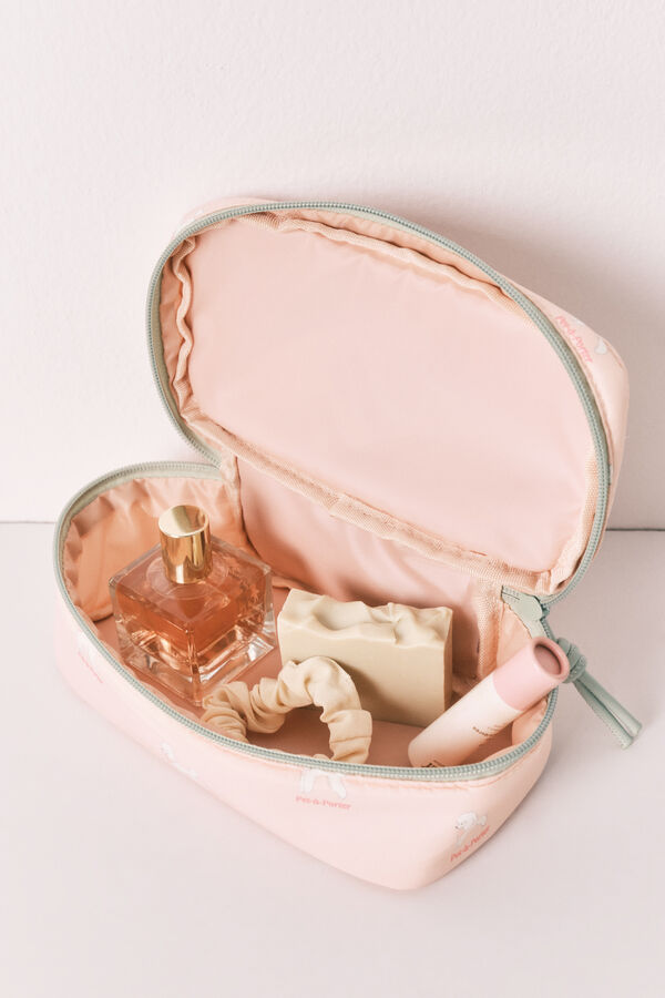 Women'secret Neceser peque&ntilde;o estampado de perritos rosa naranja