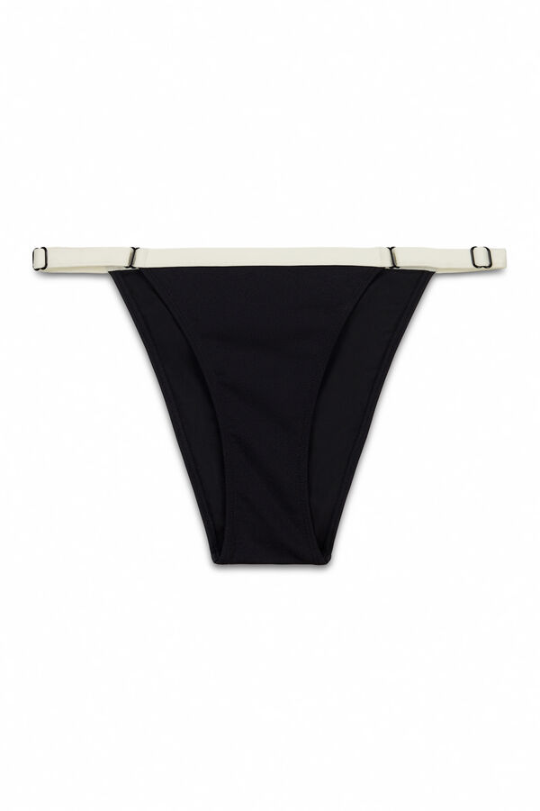 Women'secret Panty bikini cl&aacute;sica color block B&W negro